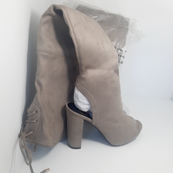 SALE ‼️ Over Knee Open Toes Faux Suede Boots NEW - Picture 4 of 16